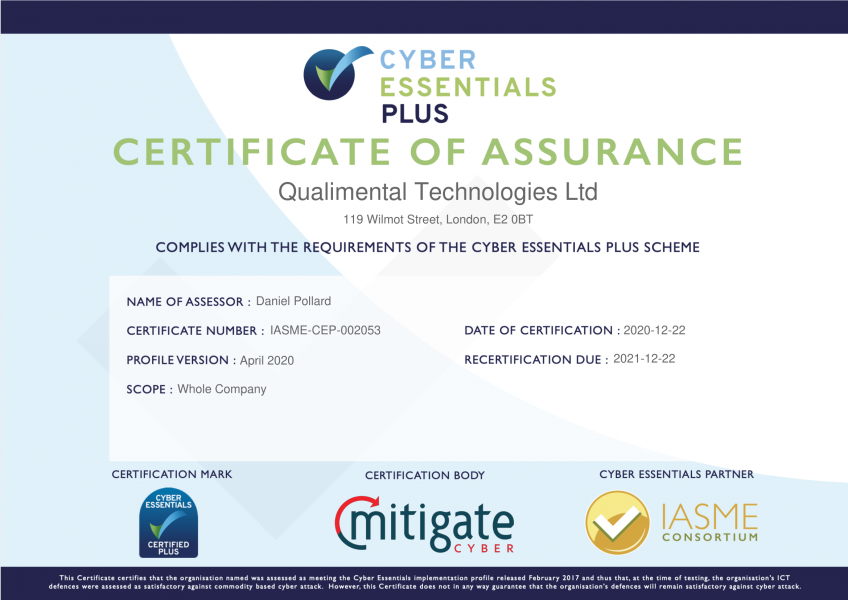 Qualimental Technologies Cyber Essentials PLUS Certificate (1)-1